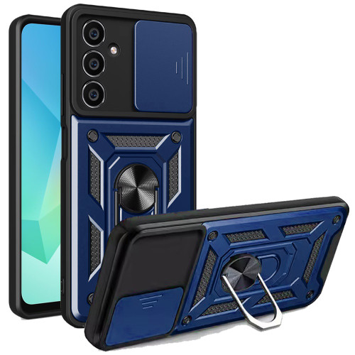 Military Grade Superior Series Hybrid Case with Ring Grip and Camera Lens Cover for Samsung Galaxy A26 5G - Blue