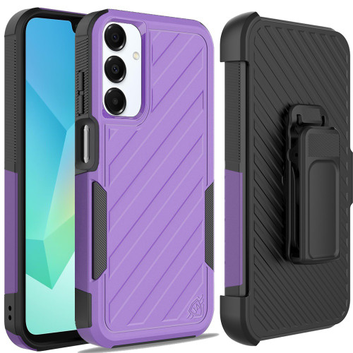 Military Grade Noble Hybrid Armor Case with Belt Clip Holster for Samsung Galaxy A26 5G - Purple