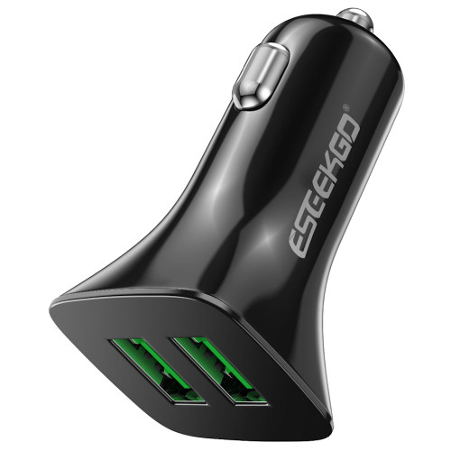 Dual USB-A Output Mini Car Charger - Black