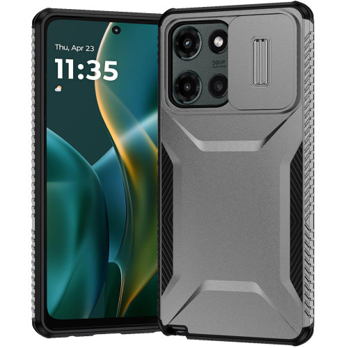 Combat Tough Series Hybrid Case with Camera Lens Cover for Motorola Moto G Stylus 2025 - Grey