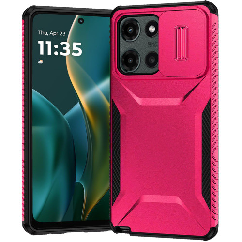 Combat Tough Series Hybrid Case with Camera Lens Cover for Motorola Moto G Stylus 2025 - Hot Pink