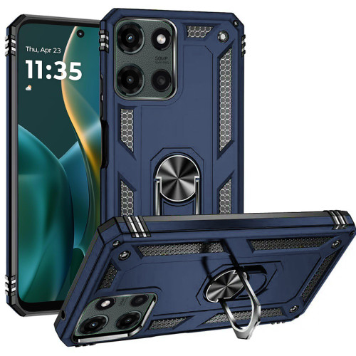 Military Grade Hybrid Case with Ring Grip for Motorola Moto G Stylus 2025 - Blue