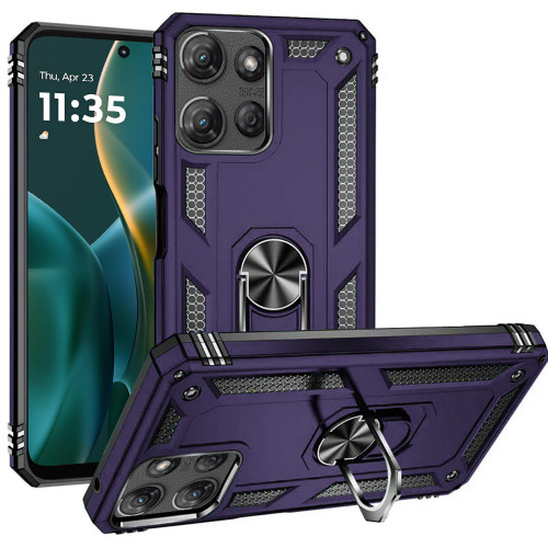 Military Grade Hybrid Case with Ring Grip for Motorola Moto G Stylus 2025 - Purple