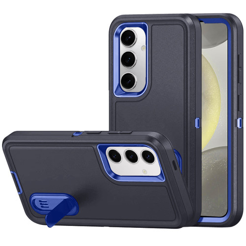Military Grade Certified TUFF Hybrid Armor Case with Kickstand for Samsung Galaxy S25 Plus - Black Blue