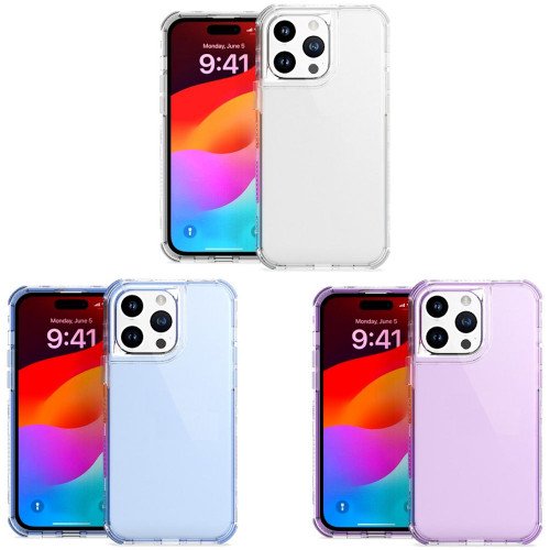 VALUE 3-PACK Military Grade Transparent Hybrid Case for iPhone 15 Pro Max - Blue Clear Purple