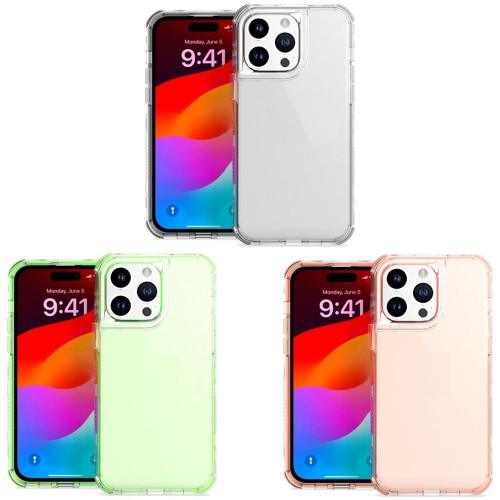 VALUE 3-PACK Military Grade Transparent Hybrid Case for iPhone 15 Pro Max - Green Rose Gold Smoke