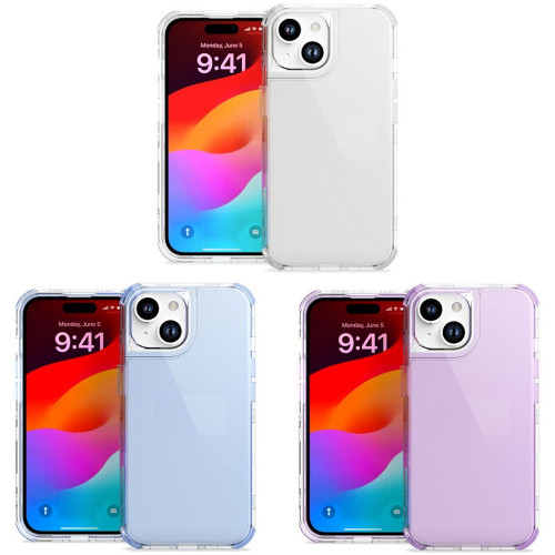 VALUE 3-PACK Military Grade Transparent Hybrid Case for iPhone 15 - Blue Clear Purple