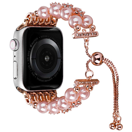 Pearl and Diamond Bracelet Band for Apple Watch 49mm / 46mm / 45mm / 44mm - Pearl Pink