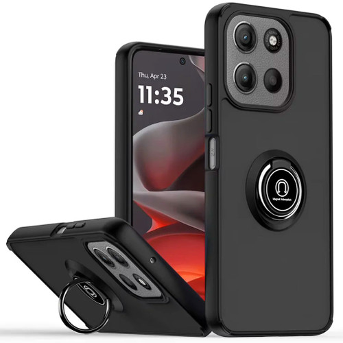 Transparent Hybrid Case with Ring Grip for Motorola Moto G Stylus 2025 - Black