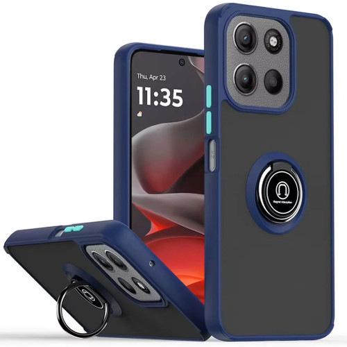Transparent Hybrid Case with Ring Grip for Motorola Moto G Stylus 2025 - Blue