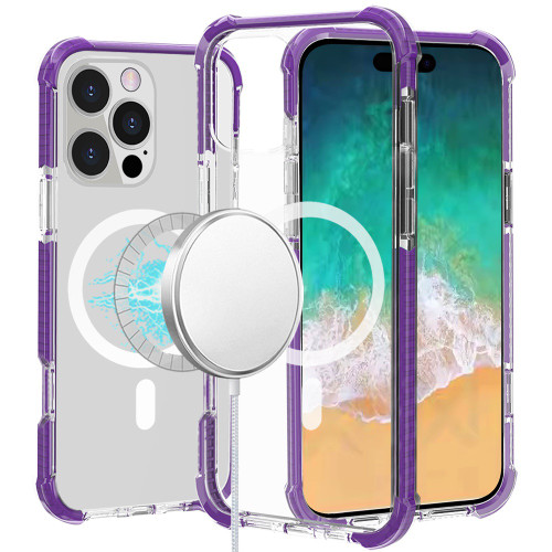 MagSafe Transparent Protective Bumper Case for iPhone 16 Pro Max - Purple
