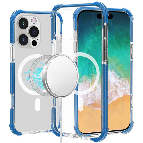 MagSafe Transparent Protective Bumper Case for iPhone 16 Pro - Blue