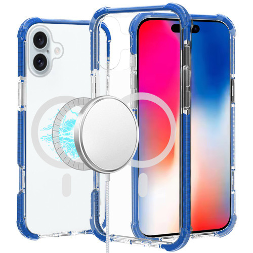 MagSafe Transparent Protective Bumper Case for iPhone 16 Plus - Blue