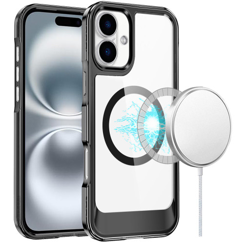 HD Crystal Transparent MagSafe Case for iPhone 16 - Black