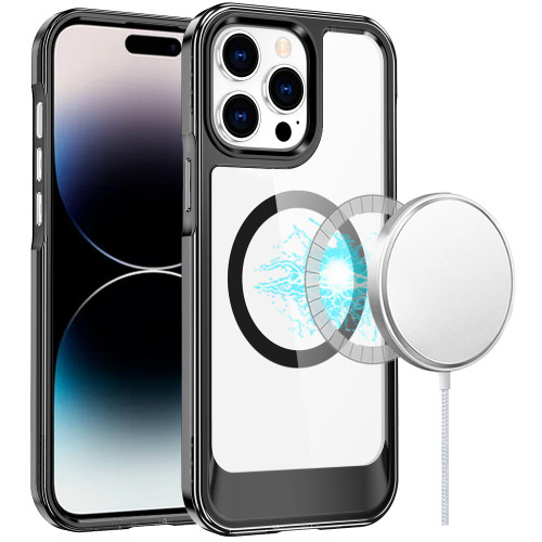 HD Crystal Transparent MagSafe Case for iPhone 14 Pro Max - Black
