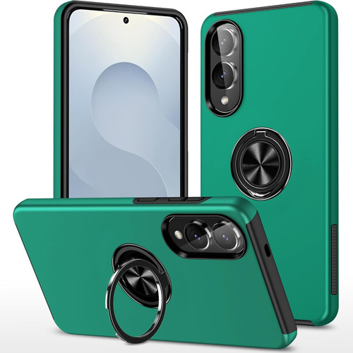 360 Rotating Ring Grip Hybrid Case for Samsung Galaxy S25 Edge - Green