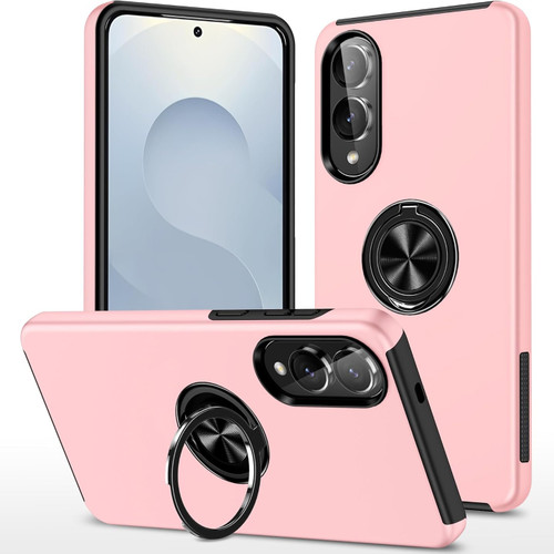 360 Rotating Ring Grip Hybrid Case for Samsung Galaxy S25 Edge - Pink