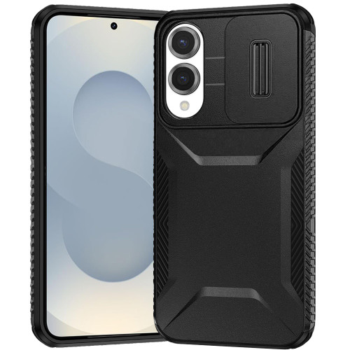 Combat Tough Series Hybrid Case with Camera Lens Cover for Samsung Galaxy S25 Edge - Black