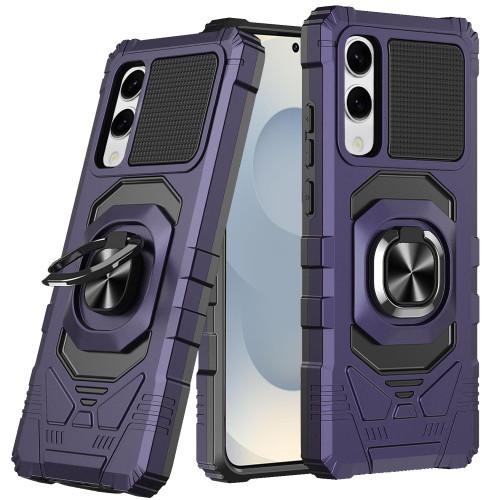 Military Grade Robotic Series Hybrid Case with Ring Grip for Samsung Galaxy S25 Edge - Purple