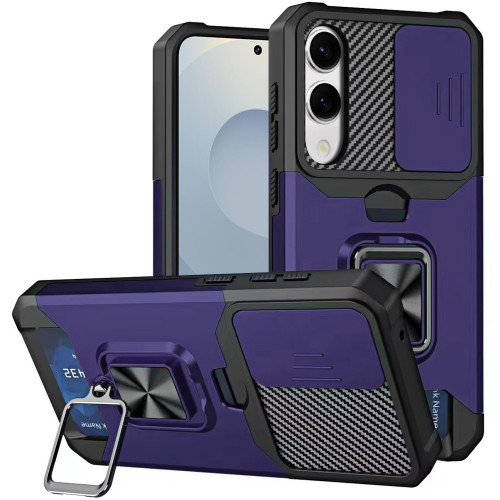 Military Grade All-In-One Ring Stand Card Case for Samsung Galaxy S25 Edge - Purple