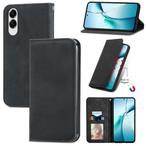 Leather Folio Wallet Case for Samsung Galaxy S25 Edge - Black