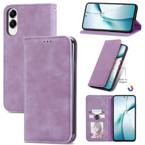 Leather Folio Wallet Case for Samsung Galaxy S25 Edge - Purple