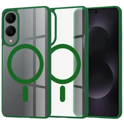 Acrylic Transparent Case with MagSafe Magnetic Ring for Samsung Galaxy S25 Edge - Green