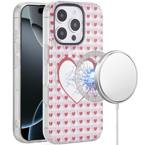 Mood Series MagSafe Hybrid Case for iPhone 16 Pro - Mirror With Hearts
