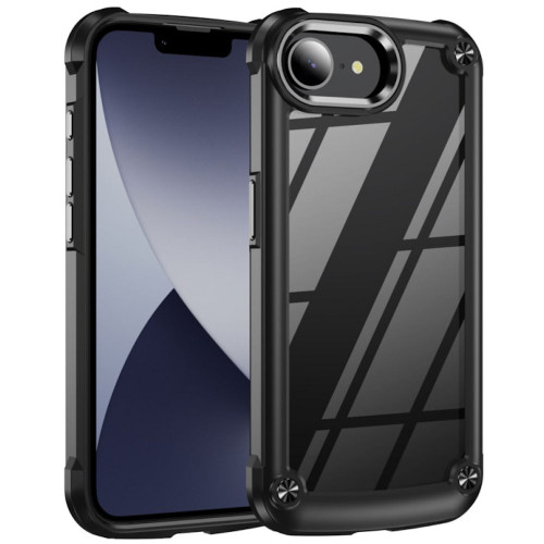 Military Grade Tough Shield Snap-on Transparent Case for iPhone 16e - Black