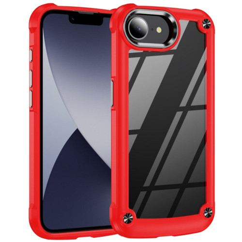 Military Grade Tough Shield Snap-on Transparent Case for iPhone 16e - Red