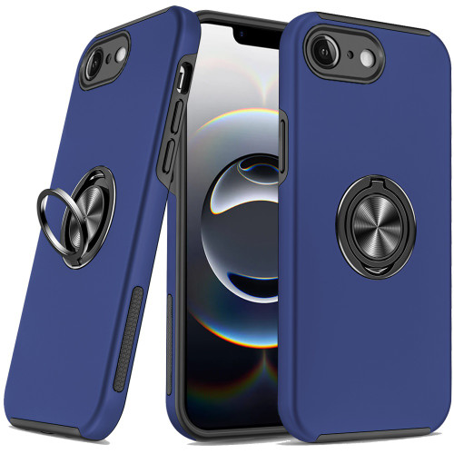 360 Rotating Ring Grip Hybrid Case for iPhone 16e - Blue