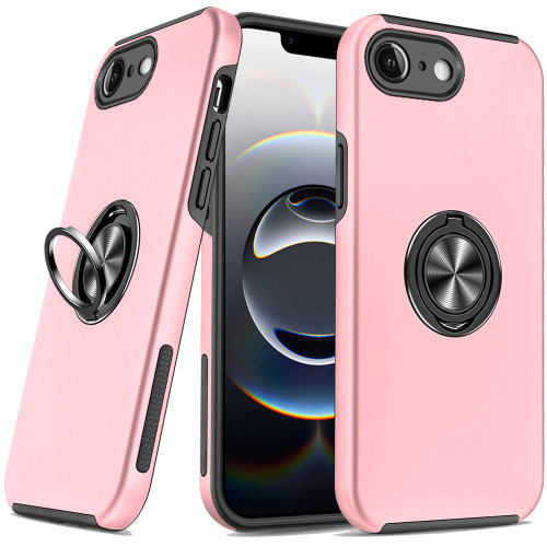 360 Rotating Ring Grip Hybrid Case for iPhone 16e - Pink