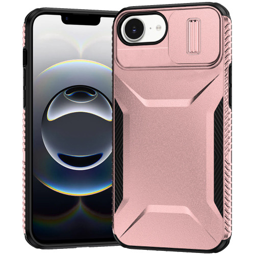 Combat Tough Series Hybrid Case with Camera Lens Cover for iPhone 16e - Rose Gold