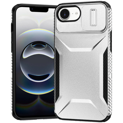Combat Tough Series Hybrid Case with Camera Lens Cover for iPhone 16e - Silver