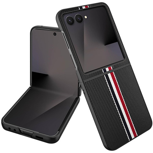 Carbon Fiber Series Protective Cover for Samsung Galaxy Z Flip 7 - Black