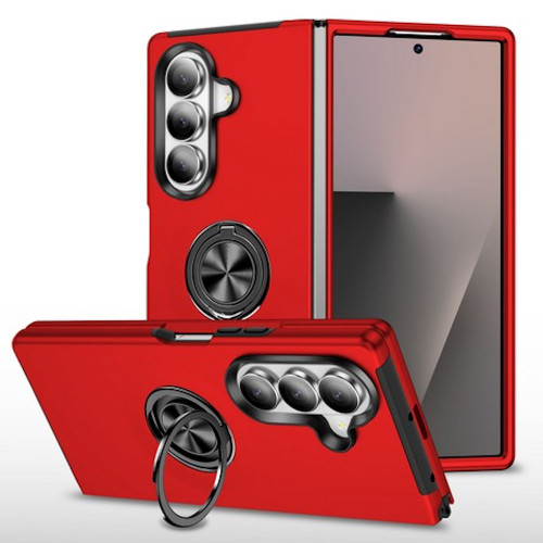 360 Rotating Ring Grip Hybrid Case for Samsung Galaxy Z Fold 7 - Red