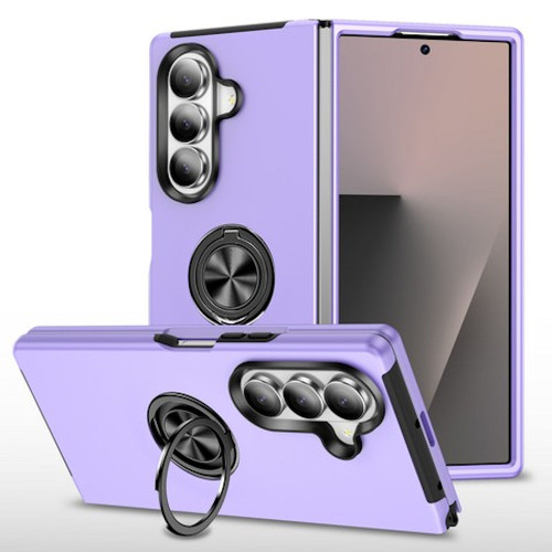 360 Rotating Ring Grip Hybrid Case for Samsung Galaxy Z Fold 7 - Purple