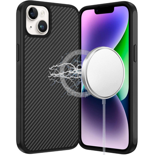 Carbon Fiber Series MagSafe Hybrid Case for iPhone 14 / iPhone 13 - Black