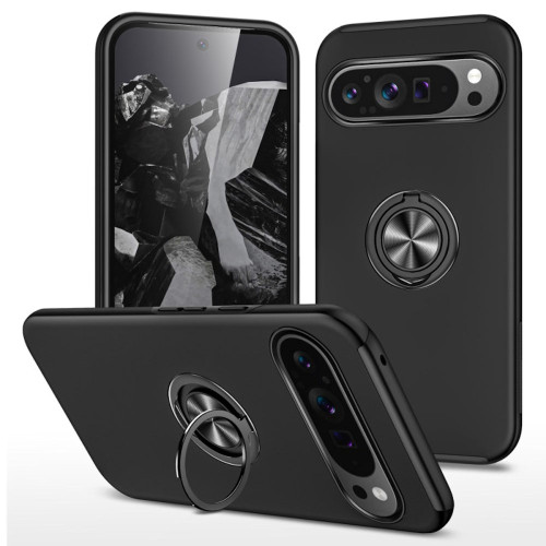 360 Rotating Ring Grip Hybrid Case for Google Pixel 10 Pro XL - Black