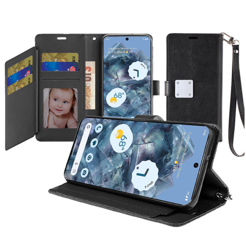 Extra Series Essential Leather Wallet Stand Case for Google Pixel 10 / Pixel 10 Pro - Black