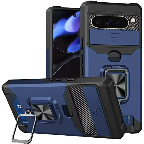 Military Grade All-In-One Ring Stand Card Case for Google Pixel 10 / Pixel 10 Pro - Blue