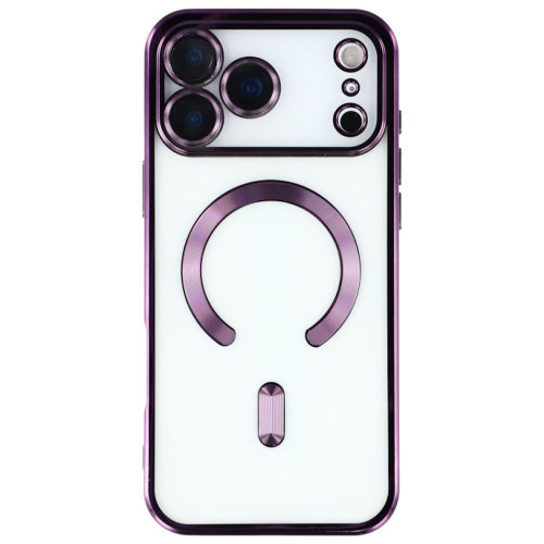 Electroplated Clear MagSafe Case with Camera Lens Protector for iPhone 17 Pro Max - Purple