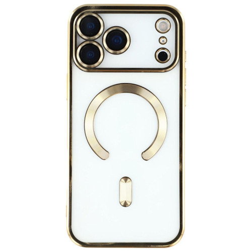 Electroplated Clear MagSafe Case with Camera Lens Protector for iPhone 17 Pro Max - Gold
