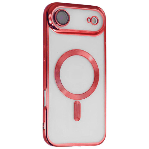 Electroplated Clear MagSafe Case with Camera Lens Protector for iPhone Air - Red