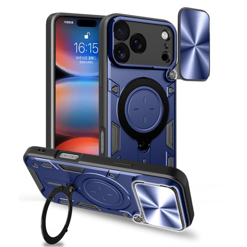 Superior Series Hybrid Case with Ring Stand and Camera Lens Cover for iPhone 17 Pro Max - Blue