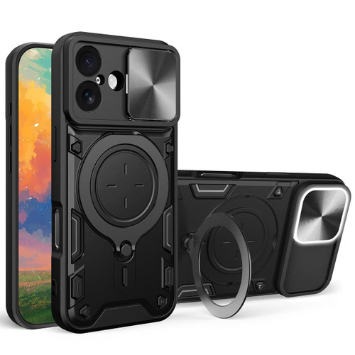 Superior Series Hybrid Case with Ring Stand and Camera Lens Cover for iPhone 17 - Black