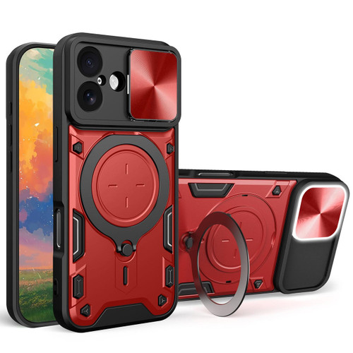 Superior Series Hybrid Case with Ring Stand and Camera Lens Cover for iPhone 17 - Red