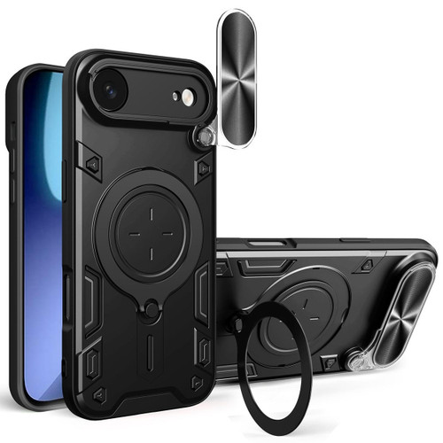 Superior Series Hybrid Case with Ring Stand and Camera Lens Cover for iPhone Air - Black