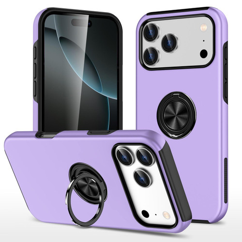 360 Rotating Ring Grip Hybrid Case for iPhone 17 Pro Max - Purple