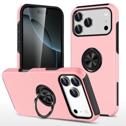 360 Rotating Ring Grip Hybrid Case for iPhone 17 Pro Max - Pink